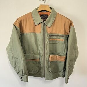 Vintage Eddie Bauer Hunting Jacket Canvas Down Mens M Green Bomber Chore Colorbl